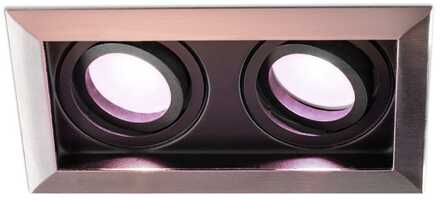 Durham Inbouwspot Dubbel RVS - GU10 - 4,5 Watt 350 lumen - RGB + WW - Wifi + BLE - Kantelbaar - IP20 - Rechthoek