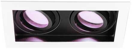 Durham Inbouwspot Dubbel Wit - GU10 - 4,5 Watt 350 lumen - RGB + WW - Wifi + BLE - Kantelbaar - IP20 - Rechthoek