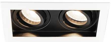 Durham - LED Inbouwspot - 8 Watt 690 Lumen - 4000K Neutraal wit - Dubbel - GU10 - Kantelbaar - IP20 voor binnen - Rechthoek - Wit/Zwart
