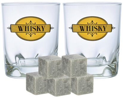 Durobor whiskyglazen - set 6x stuks 240 ml - 9x whisky ijsblokstenen - Whiskeyglazen Transparant