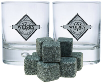 Durobor Whiskyglazen - set 6x stuks - 290 ml - incl. 9x whisky ijsblokken