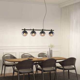 Dustian hanglamp, 4-lamps helder, zwart