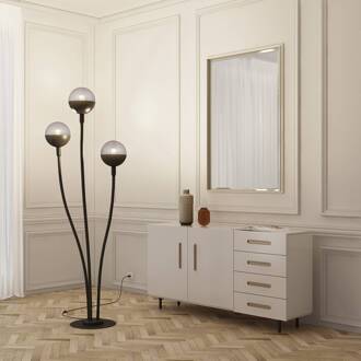 Dustian vloerlamp, 3-lamps helder, zwart