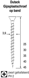 Dutack Gipsplaatschroef 3,9 fijn 40mm PH2 ds duizend stuks - 5410004