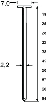 Dutack Schietnagel roestvaststaal TN22 2.2 x 60mm