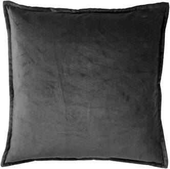 Dutch Decor Caith - Kussenhoes Velvet Charcoal Grey 50x50 Cm - Grijs - Grijs