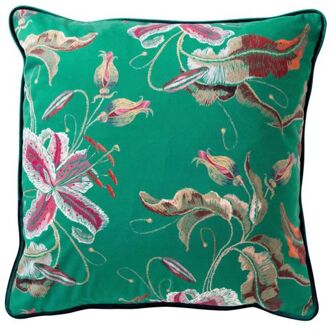 Dutch Decor FANNY - Sierkussen 45x45 cm - bloemenpatroon - Emerald - groen