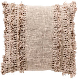 Dutch Decor FARA - Sierkussen 45x45 cm - 100% katoen - met franjes - Beige