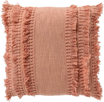 Dutch Decor FARA - Sierkussen 45x45 cm - 100% katoen - met franjes - Roze