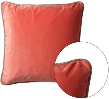 Dutch Decor FINN - Kussenhoes 45x45 cm - velvet - effen kleur - met glitterbies - Coral - koraalroze