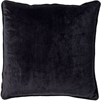 Dutch Decor FINN - Kussenhoes 45x45 cm - velvet - effen kleur - Raven - zwart