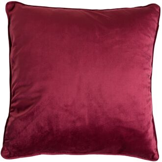 Dutch Decor FINN - Kussenhoes 45x45 cm - velvet - effen kleur - Red Plum - donkerroze Rood