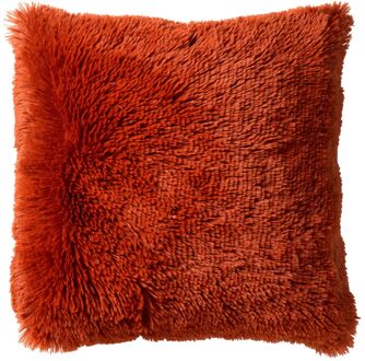 Dutch Decor FLUFFY - Kussenhoes 45x45 cm - superzacht - effen kleur - Potters Clay - oranje-terracotta