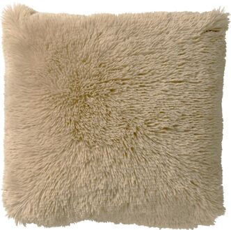 Dutch Decor FLUFFY - Kussenhoes 45x45 cm - superzacht - effen kleur - Pumice Stone - beige