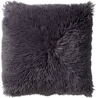 Dutch Decor Fluffy - Kussenhoes Unikleur Charcoal Gray 45x45 Cm - Grijs - Grijs