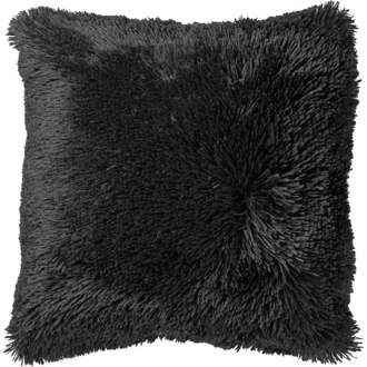 Dutch Decor FLUFFY - Sierkussen 45x45 cm - superzacht - effen kleur - Raven - zwart