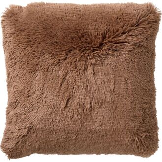 Dutch Decor FLUFFY - Sierkussen 45x45 cm - superzacht - effen kleur - Tobacco Brown - bruin