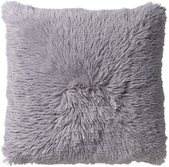 Dutch Decor Fluffy - Sierkussen Unikleur Micro Chip 45x45 Cm - Grijs