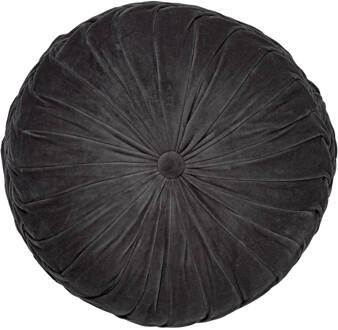 Dutch Decor KAJA - Sierkussen rond velvet 40 cm - Charcoal Gray - an Grijs