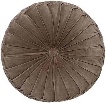 Dutch Decor KAJA - Sierkussen rond velvet 40 cm - Driftwood - taupe