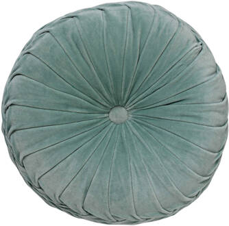 Dutch Decor KAJA - Sierkussen rond velvet 40 cm - Jadeite - lichtgro Groen