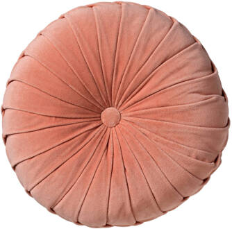 Dutch Decor KAJA - Sierkussen rond velvet 40 cm - Muted Clay - roze