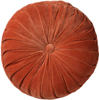 Dutch Decor KAJA - Sierkussen rond velvet 40 cm - Potters Clay - ora Oranje