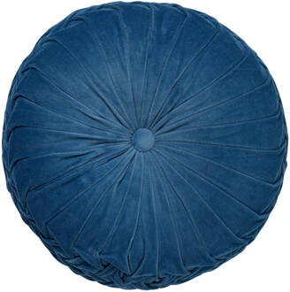 Dutch Decor KAJA - Sierkussen rond velvet 40 cm - Provincial Blue - Blauw