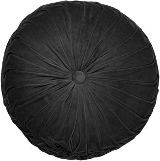 Dutch Decor KAJA - Sierkussen rond velvet 40 cm - Raven - zwart