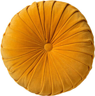 Dutch Decor KAJA - Sierkussen rond velvet Golden Glow 40 cm - geel