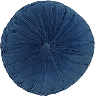 Dutch Decor KAJA - Sierkussen rond velvet Insignia 40 cm Blauw