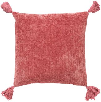 Dutch Decor NINO - Kussenhoes van katoen 45x45 cm Dusty Rose - roze - met flosjes