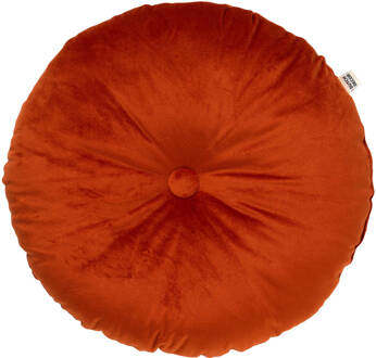 Dutch Decor Olly - Sierkussen Rond Velvet 40 Cm - Potters Clay - Oranje / Terracotta