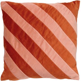 Dutch Decor PEBBE - Kussenhoes velvet 45x45 cm - potters clay - oranje - roze - strepen - color blocking