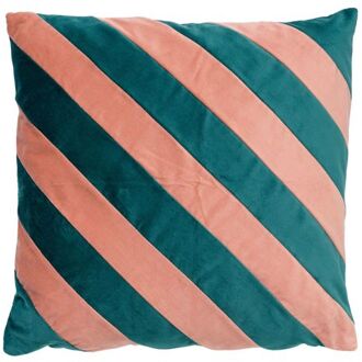 Dutch Decor PEBBE - Kussenhoes velvet 45x45 cm - sagebrush green - groen - strepen