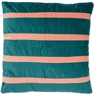 Dutch Decor PEMM - Kussenhoes Sierkussen velvet 45x45 cm - sagebrush green - groen - roze strepen - color blocking