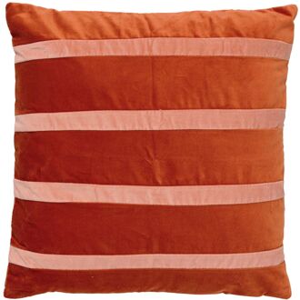 Dutch Decor PEMM - Kussenhoes velvet 45x45 cm - Potters Clay - oranje - roze streepjes