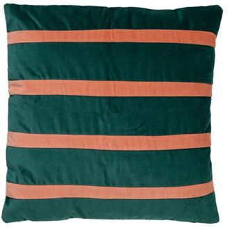 Dutch Decor PEMM - Sierkussen velvet 45x45 cm - sagebrush green - groen - roze strepen - color blocking