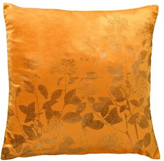 Dutch Decor ROSALIE - Kussenhoes 45x45 cm - velvet - bloemen en blaadjes - Golden Glow - geel