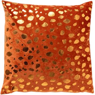 Dutch Decor TINO - Sierkussen velvet 45x45 cm Potters Clay - oranje