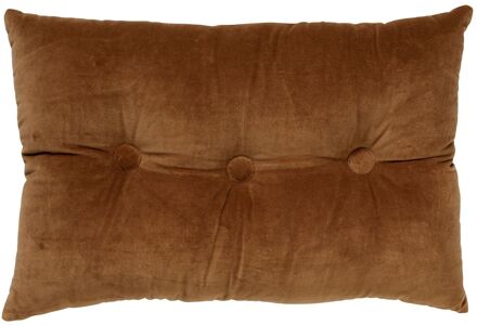 Dutch Decor VALERIE - Sierkussen 40x60 cm - velvet - met knopen - Tobacco Brown - bruin