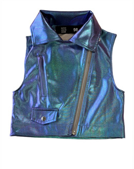 Dutch Dream Denim zomer gilet meisjes metallic - blauw - Bara - Maat 128