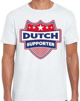 Dutch supporter schild t-shirt wit voor heren - Nederland landen t-shirt / kleding - EK / WK / Olympische spelen outfit M