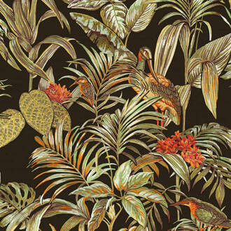 Dutch Wallcoverings Behang Bird-of-Paradise zwart Multicolor