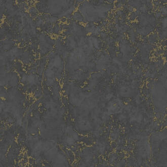 Dutch Wallcoverings Behang Marble Zwart En Goud