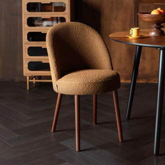 Dutchbone Eetkamerstoel 'Barbara' Bouclé, kleur Okergeel
