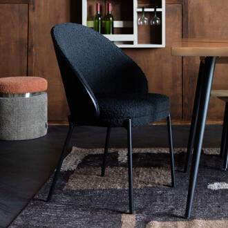Dutchbone Eetkamerstoel 'Rodin' Essenhout en bouclé, kleur Zwart