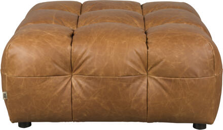 Dutchbone Hocker 'Hackman' Leder, kleur Cognac