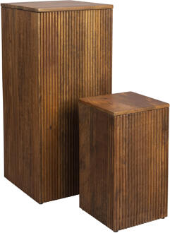 Dutchbone Plantenstandaard 'Ribble' Mangohout, Set van 2 stuks