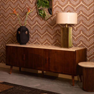 Dutchbone TV-meubel 'Arda' Walnoot en travertin, 160cm